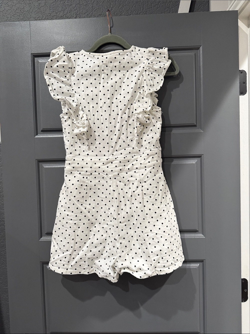 Flying Tomato White Polka Dot Ruffle Romper - Picture 3 of 5